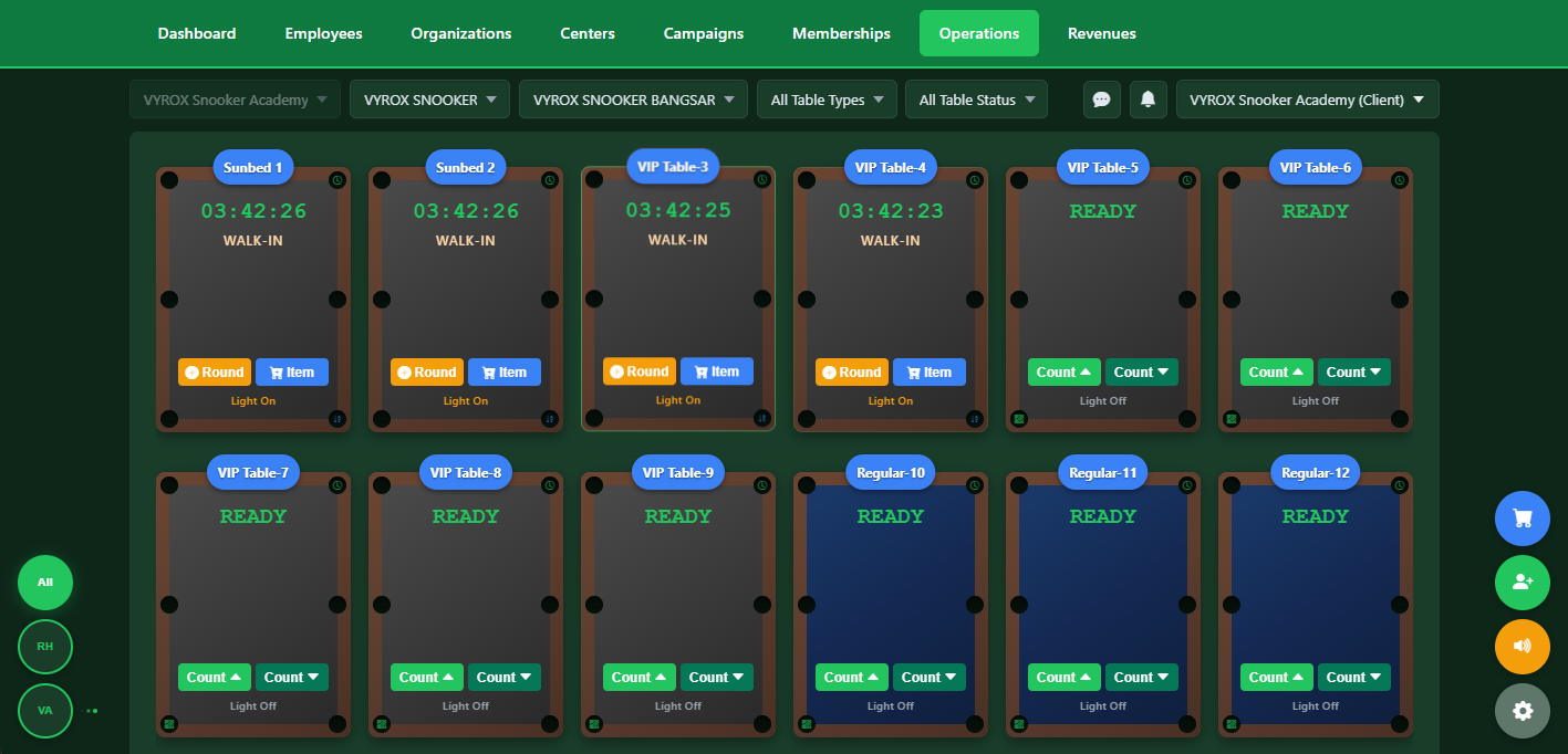 Snooker software count-up and count-down billing system