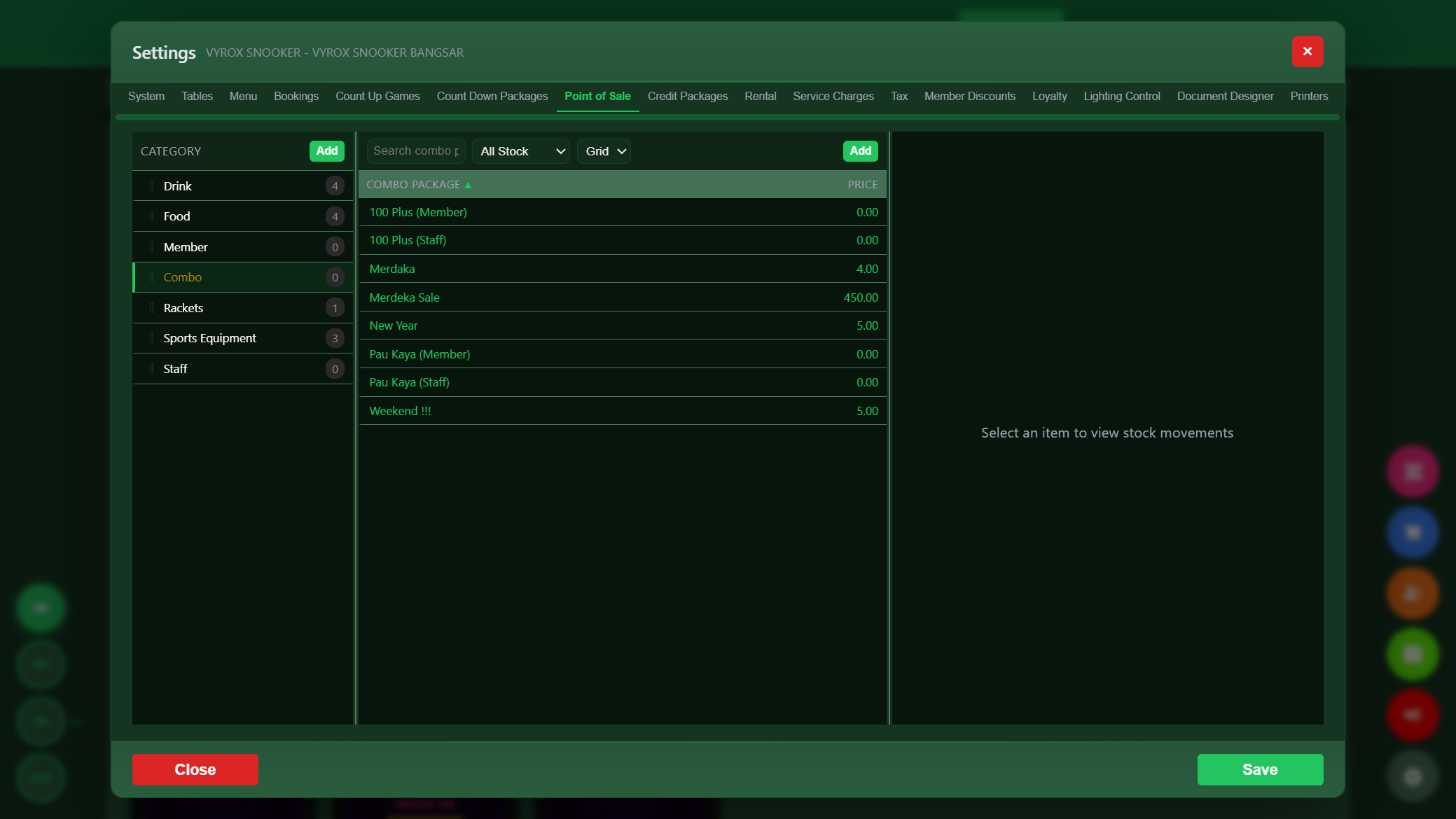 Snooker King combo menu — drinks-and-snacks bundles members spot at first glance, fairer than à-la-carte every time