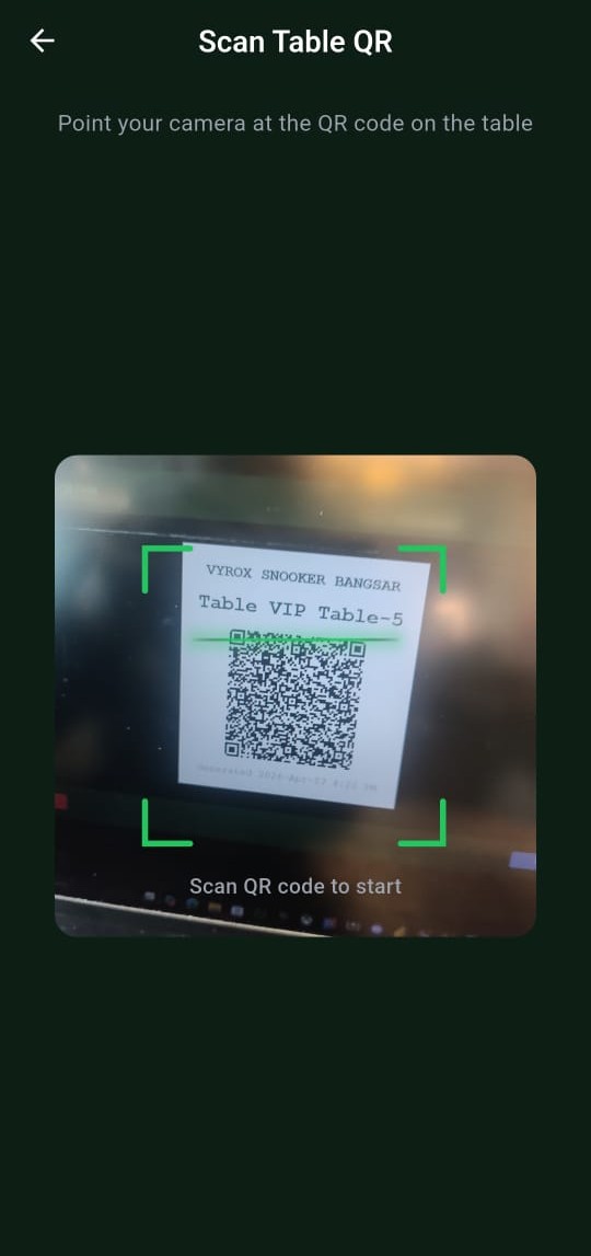Snooker King quick scan — members walk to a table, scan, and play, no waiting at the counter