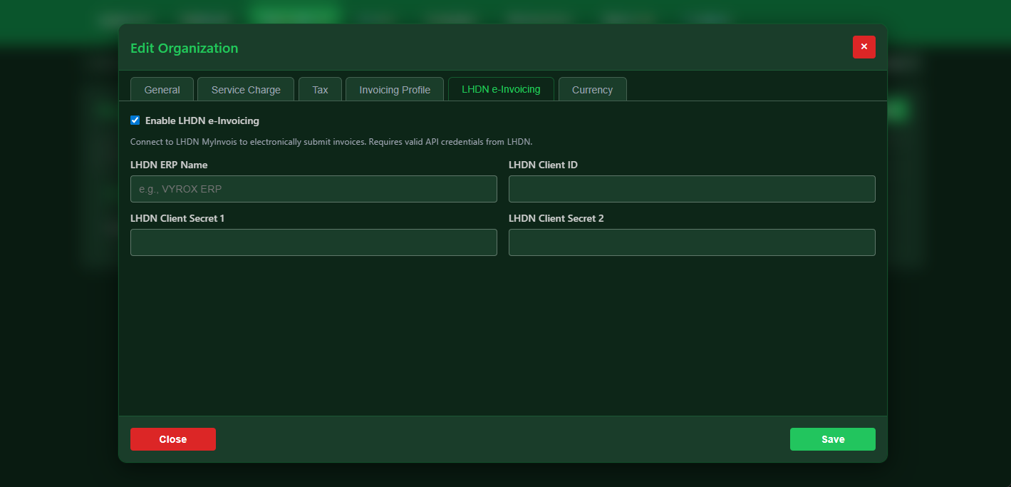 Snooker software LHDN e-invoice submission system